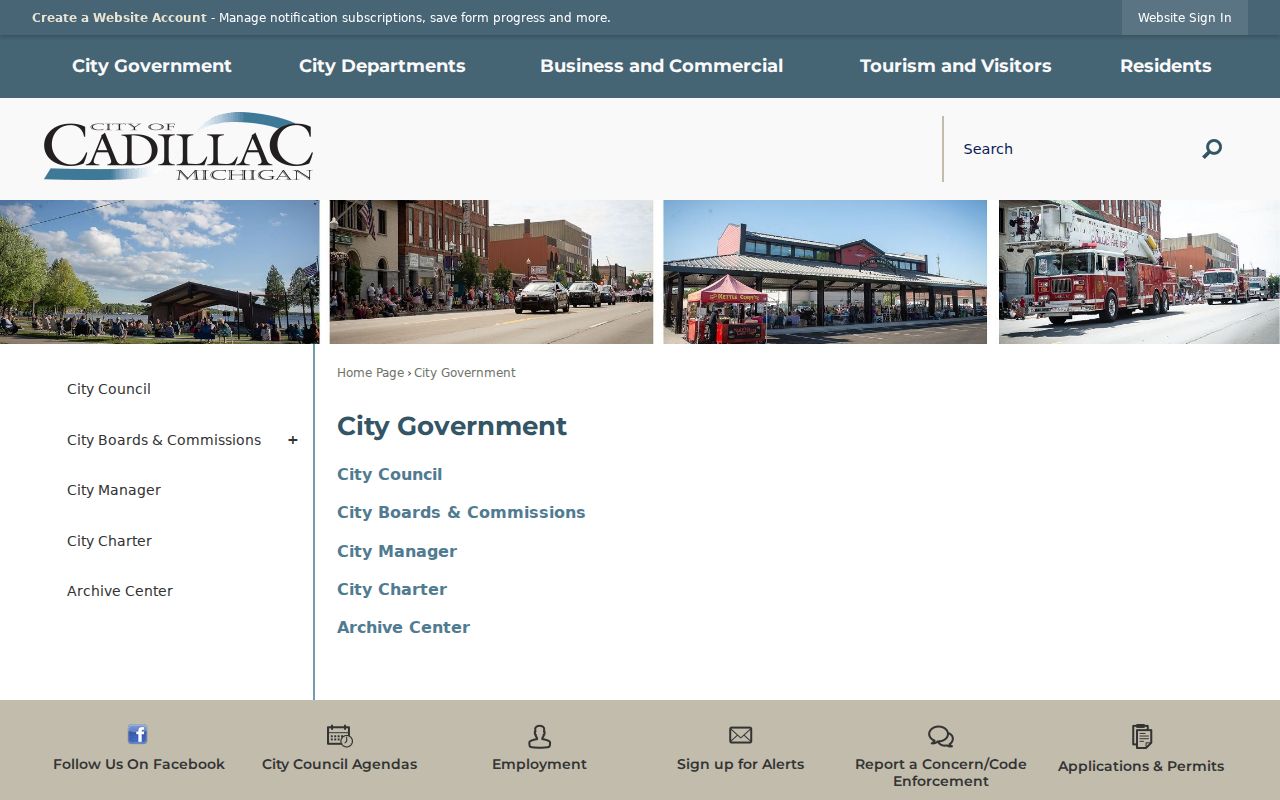 Cadillac court docket route and official Cadillac city government context