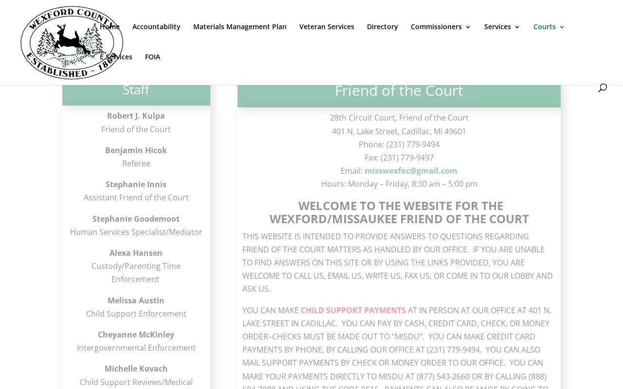Wexford County court dates Friend of Court hearing information