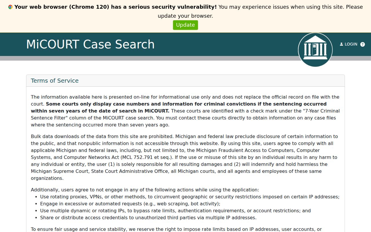 Wexford County criminal docket MiCOURT 28th Circuit search route