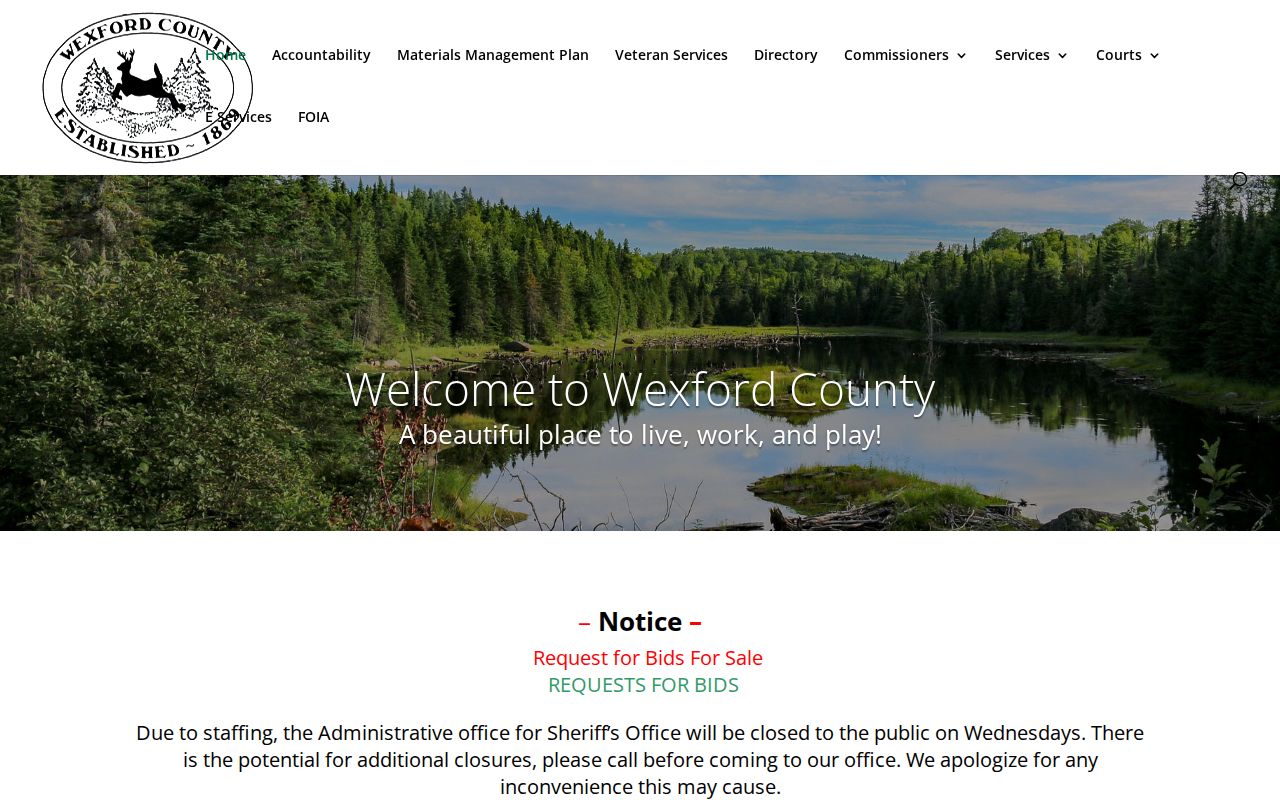Wexford County court docket access through the official county website