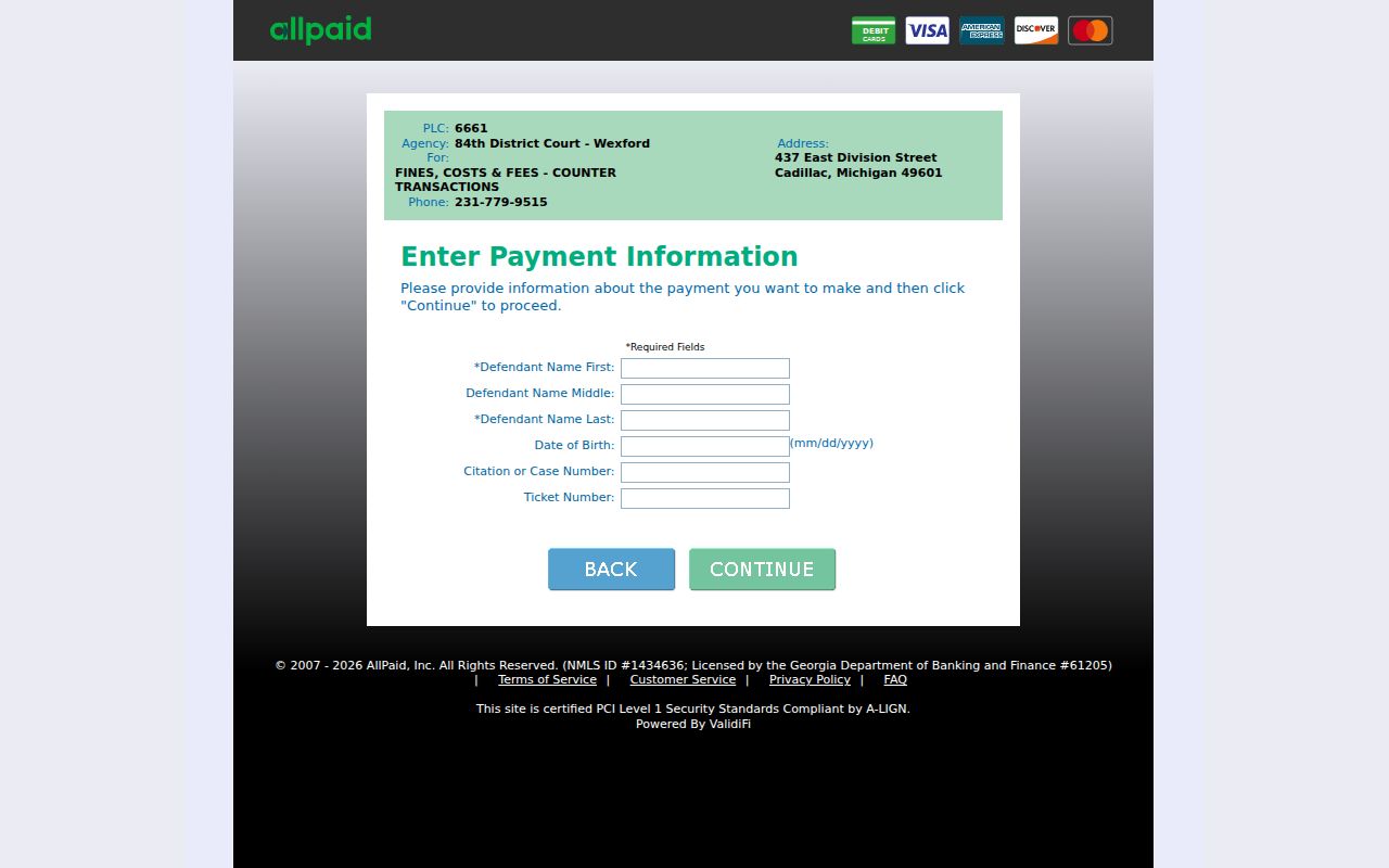 Wexford County traffic ticket payment through GovPayNow PLC 6661